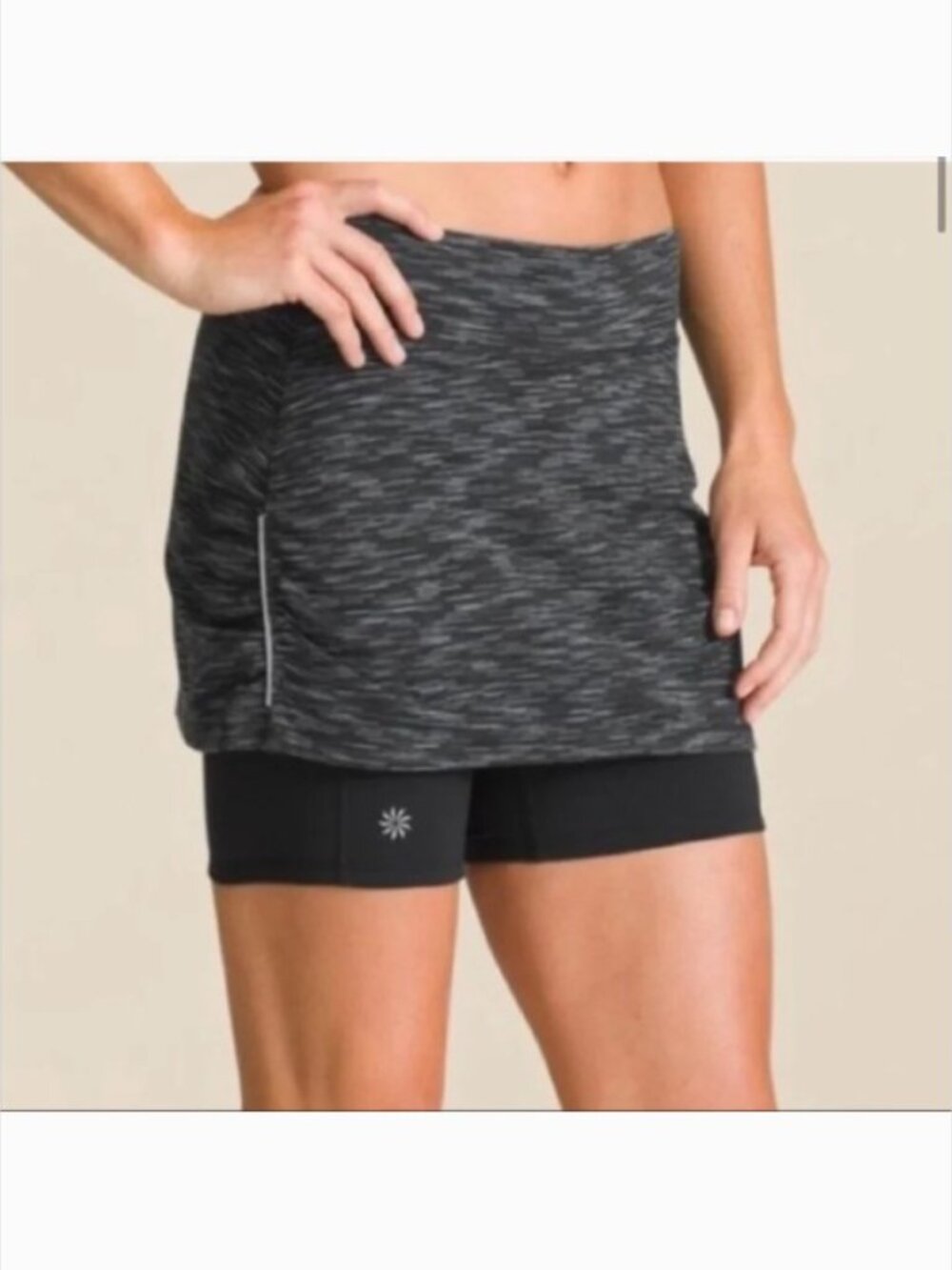 Athleta Skirt Shorts Aurora Contender Skort Black Space Dye Small